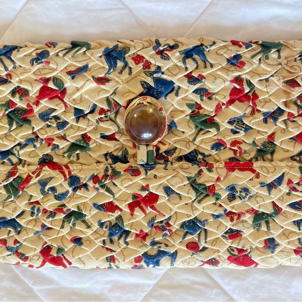 VINTAGE RARE L&M Clutch pleated sheer pattern with Amber ball closure